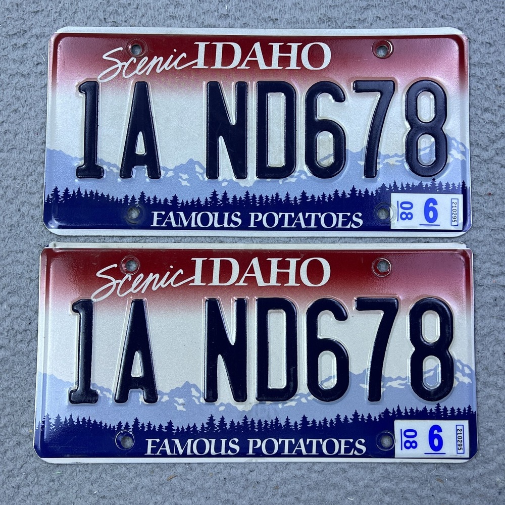 Idaho License Plate 1A ND678 (Embossed) Scenic Idaho Famous Potatoes Sticker